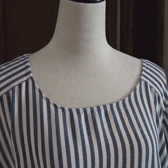 Alyx Striped Bell Sleeved Top Women's 3X Blue White Striped Soft Peasant Boho - Picture 7 of 16